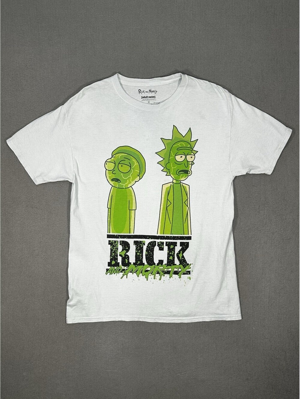Rick and Morty Adult Swim Graphic T Shirt White Size M Cartoon TV Show Tee